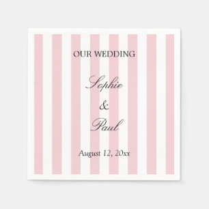 Elegant Pastel Pink Stripes Wedding Napkins