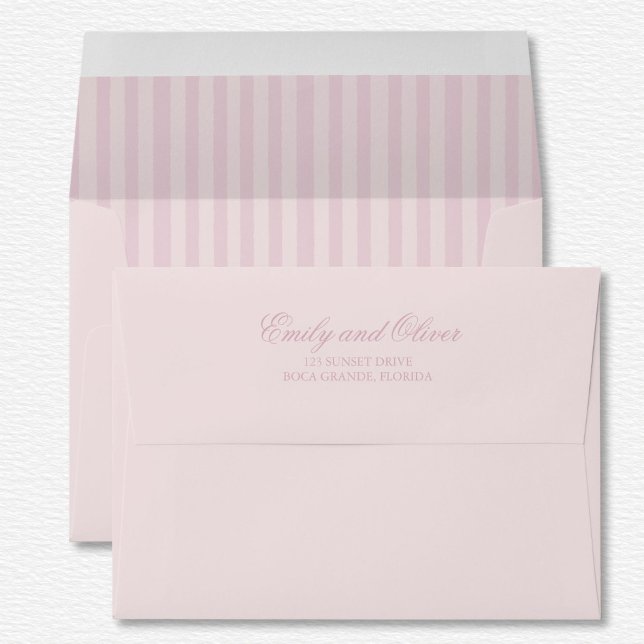 Elegant Pastel Pink Tone On Tone Stripes Wedding  Envelope (Creator Uploaded)