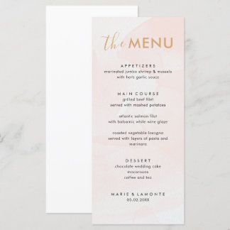 Elegant Pastel Pink Wedding  Menu