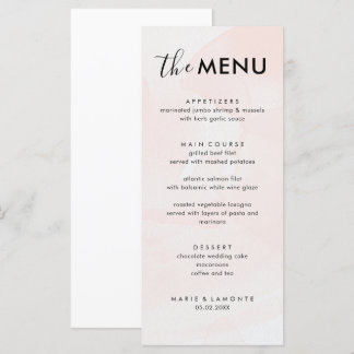 Elegant Pastel Pink Wedding  Menu