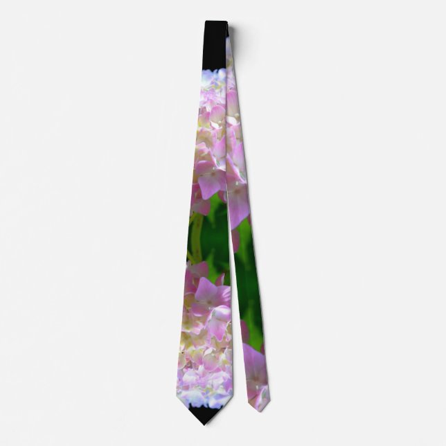 Elegant pastel pink yellow purple hydrangeas tie (Front)