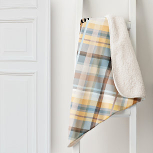 Elegant Pastel Plaid Pattern Sherpa Blanket
