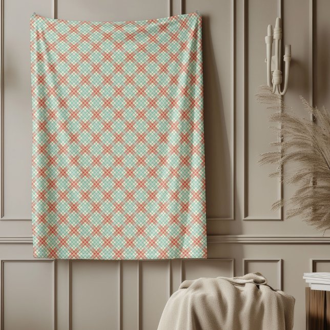 Elegant Pastel Plaid Throw for Holiday Decor Fleece Blanket (Elegant Pastel Plaid Throw for Holiday Decor Fleece Blanket)