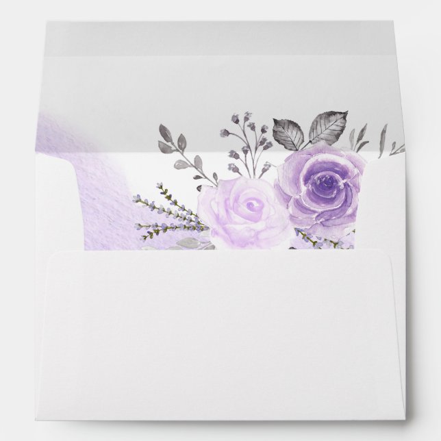 Elegant Pastel Purple Flowers for 5x7 Invitation Envelopes (Back (Bottom))
