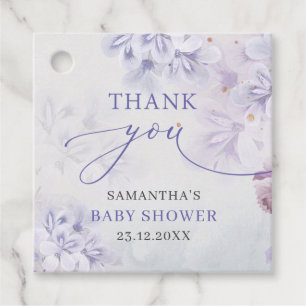 Elegant pastel purple spring flowers baby shower favour tags
