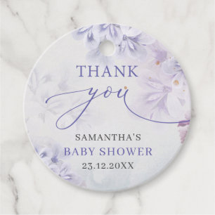 Elegant pastel purple spring flowers baby shower favour tags