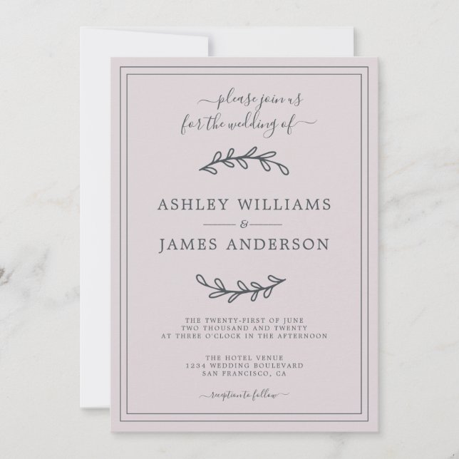 Elegant Pastel Purple Wedding invitation (Front)