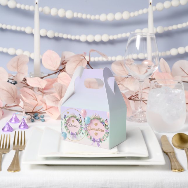 Elegant Pastel Quinceañera Place Cards Favour Box (Wedding)