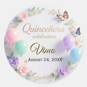 Elegant Pastel Quinceañera Stickers