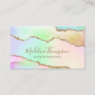 Elegant Pastel Rainbow Marble Agate Geode Business Card