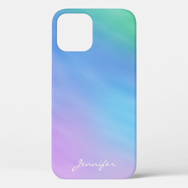 Elegant Pastel Rainbow Sky Add Name Case-Mate iPhone Case (Back)