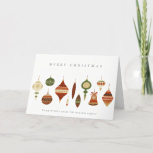 ELEGANT PASTEL RED GREEN STAR CHIRSTMAS ORNAMENTS CARD