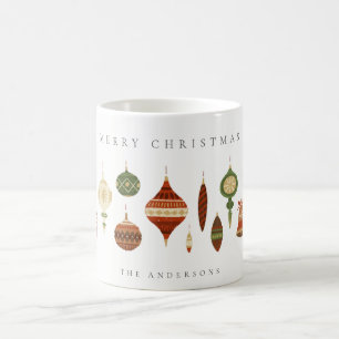 ELEGANT PASTEL RED GREEN STAR CHIRSTMAS ORNAMENTS COFFEE MUG