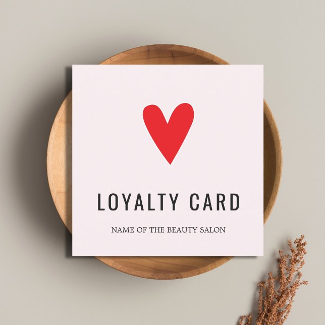Elegant Pastel Red Heart Beauty Salon Loyalty Card (Creator Uploaded)