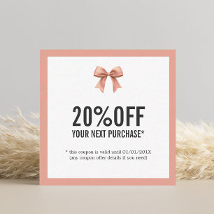 Elegant Pastel Ribbon Shop Next Purchase Coupon Card