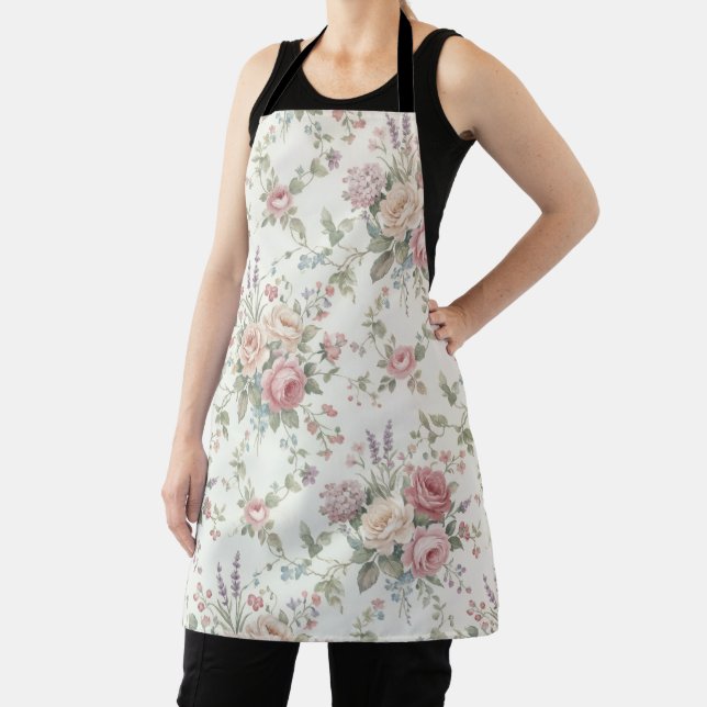 Elegant Pastel Roses Shabby Chic Apron (Insitu)