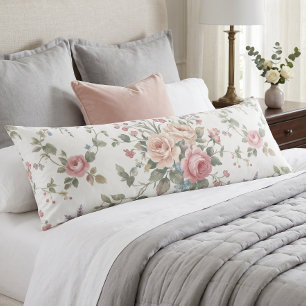 Elegant Pastel Roses Shabby Chic Body Cushion