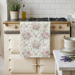 Elegant Pastel Roses Shabby Chic Tea Towel