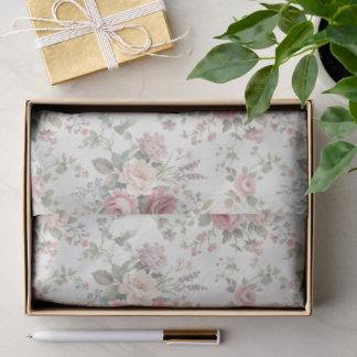 Elegant Pastel Roses Shabby Chic Tissue Paper