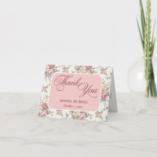 Elegant Pastel Roses Shabby Chic Wedding Thank You Card