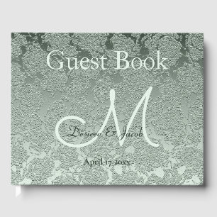 Elegant Pastel Sage Green Wedding Monogram Guest Book