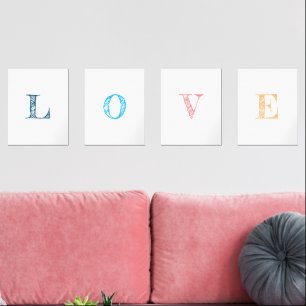 Elegant Pastel Shades Letters Spell the Word Love