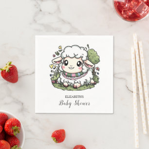 Elegant Pastel Sheep Baby Shower Napkin