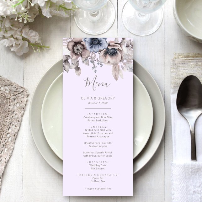 Elegant Pastel Spring Watercolor Flower Wedding Menu (Creator Uploaded)