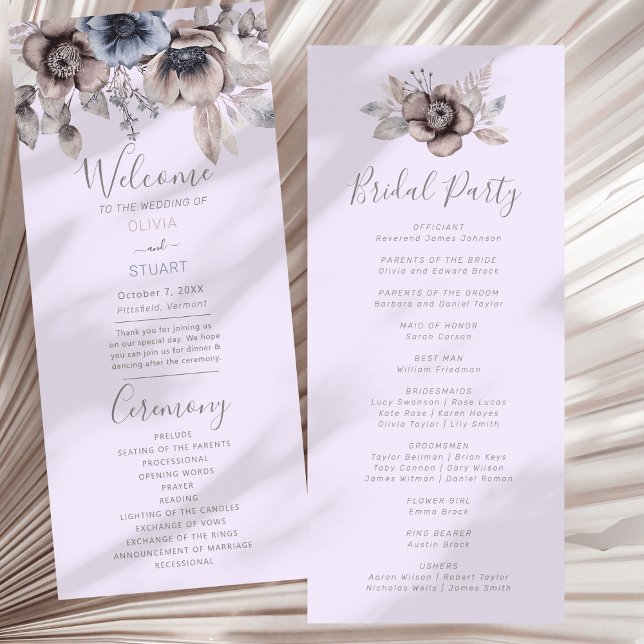 Elegant Pastel Spring Watercolor Flower Wedding Programme (Elegant Pastel Spring Watercolor Flower Wedding Program)