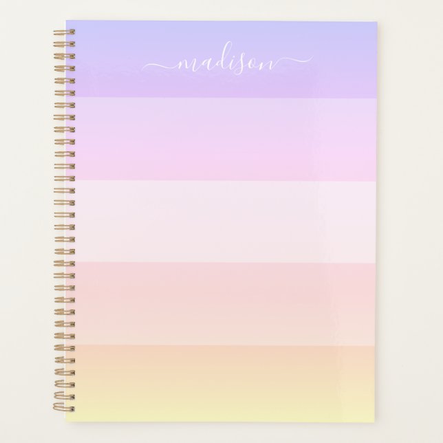 Elegant pastel striped name planner (Front)