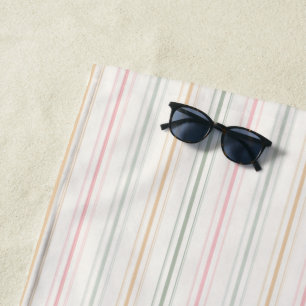 Elegant Pastel Stripes Beach Towel