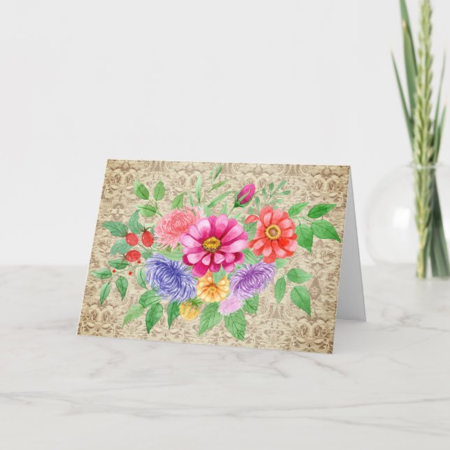 Elegant Pastel Summer Floral Note Card (Front)