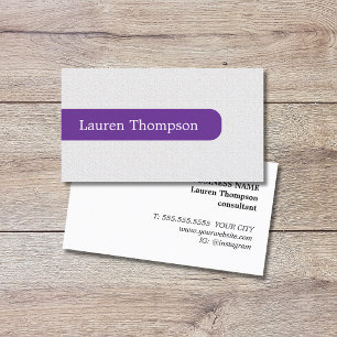 Elegant Pastel Texture White Purple Consultant Business Card