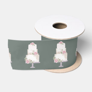 Elegant Pastel Three Tier Cake Satin Ribbon