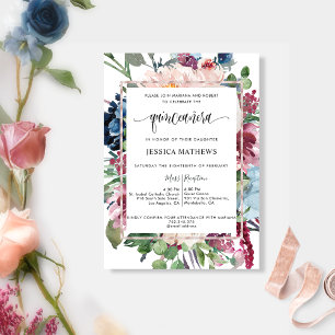 Elegant Pastel Tone Watercolor Floral Quinceañera Invitation
