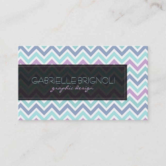 Elegant Pastel Tones Chevron Pattern Business Card (Front)