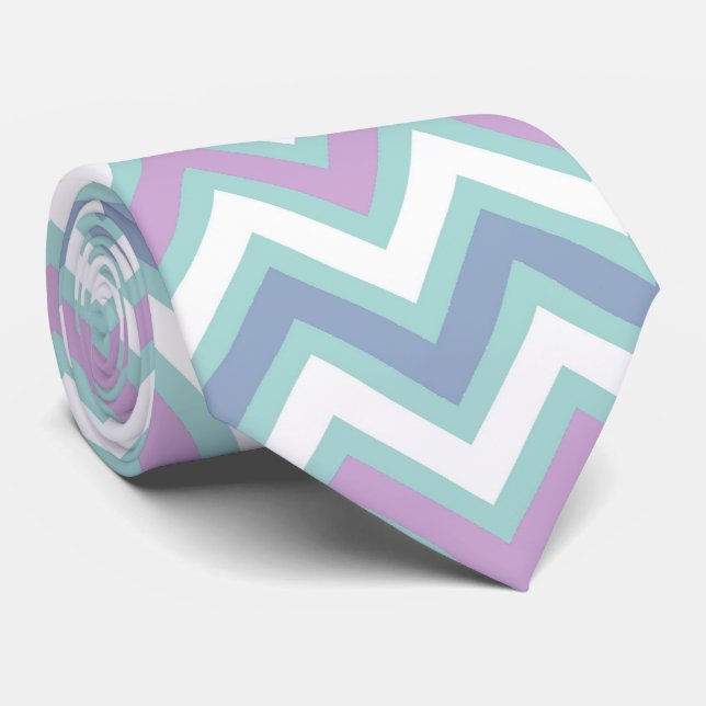 Elegant Pastel Tones Chevron Tie (Rolled)