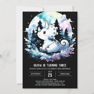 Elegant Pastel Triceratops Birthday Invitation