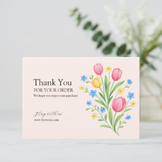 Elegant Pastel Tulip Bouquet Illustration Thank You Card