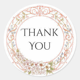 Elegant Pastel Vintage Floral Arch Wedding Classic Round Sticker