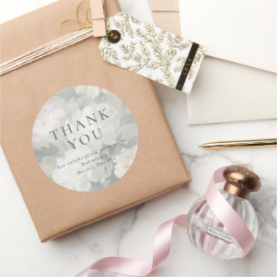 Elegant Pastel Vintage Floral Wedding Thank You Classic Round Sticker