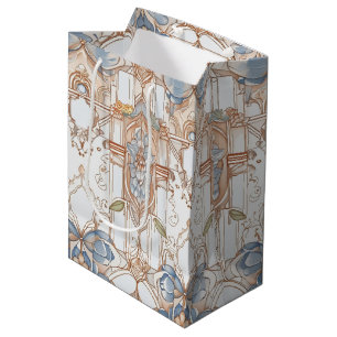 Elegant pastel Vintage Nouveau Floral Medium Gift Bag