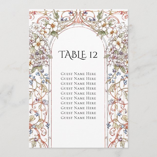 Elegant Pastel Vintage Wedding seating chart Invitation (Front)