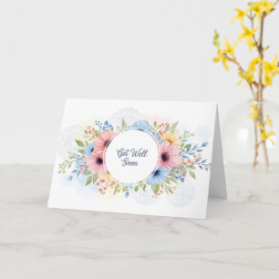 Elegant Pastel Watercolor Floral "Get Well Soon" Card