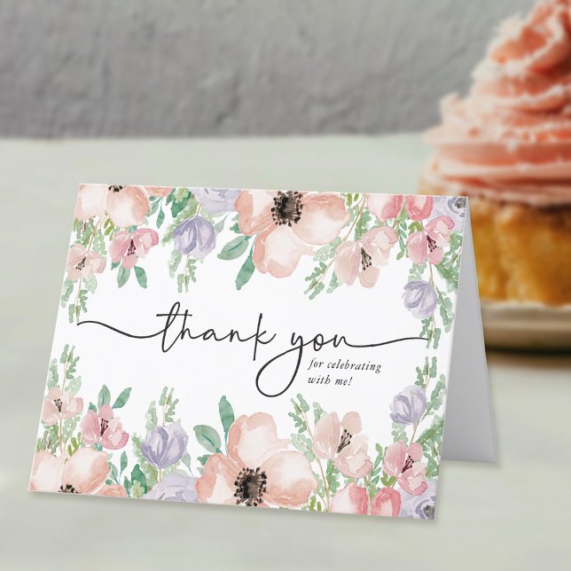 Elegant Pastel Watercolor Floral Thank You Card (Creator Uploaded)
