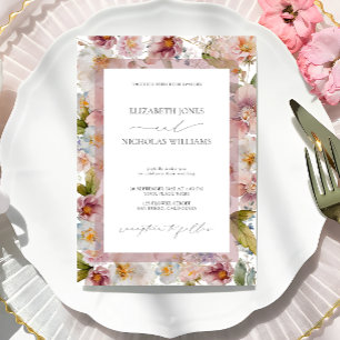 Elegant Pastel Watercolor Floral Wedding Invitation