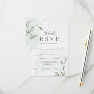 Elegant Pastel Watercolor Floral Wedding RSVP Card