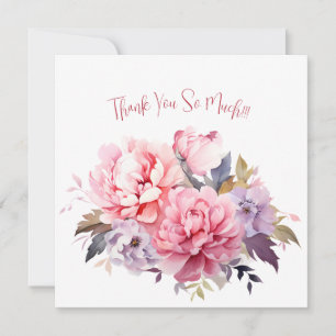 Elegant Pastel Watercolor Flowers Thank You Card