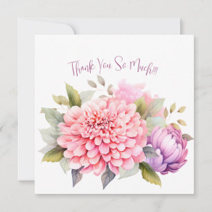 Elegant Pastel Watercolor Flowers Thank You Card