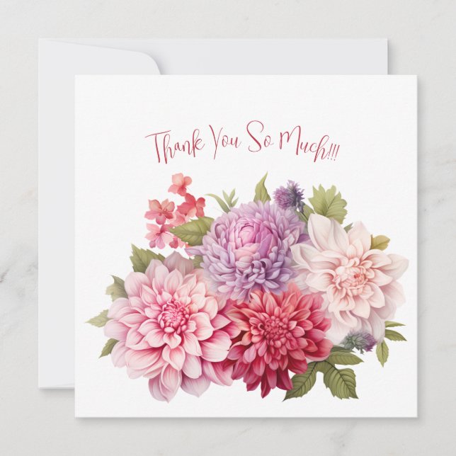 Elegant Pastel Watercolor Flowers Thank You Card (Front)